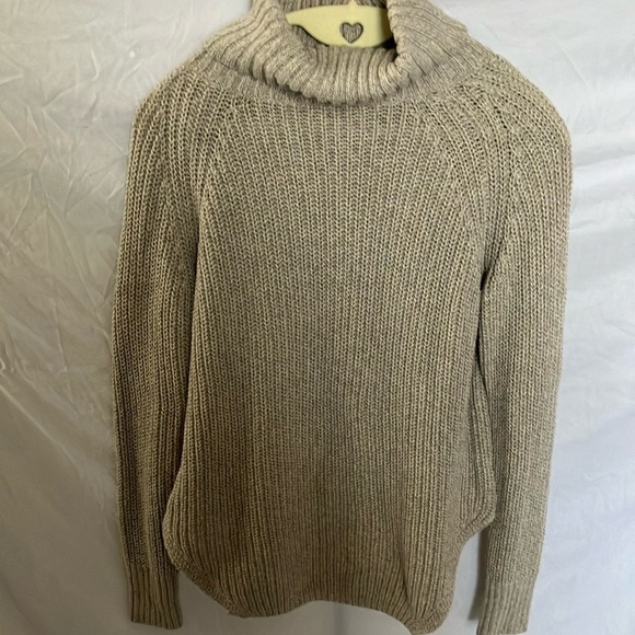 Silence + Noise: Oatmeal colored Knit Cotton blend Sweater- turtleneck- S - Picture 1 of 16